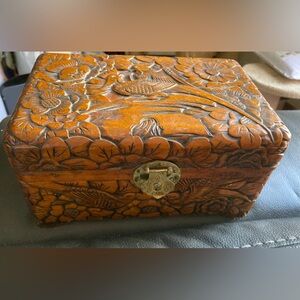Antique Chinese box Victorian carved bird box sweetheart chest ornate Baroque